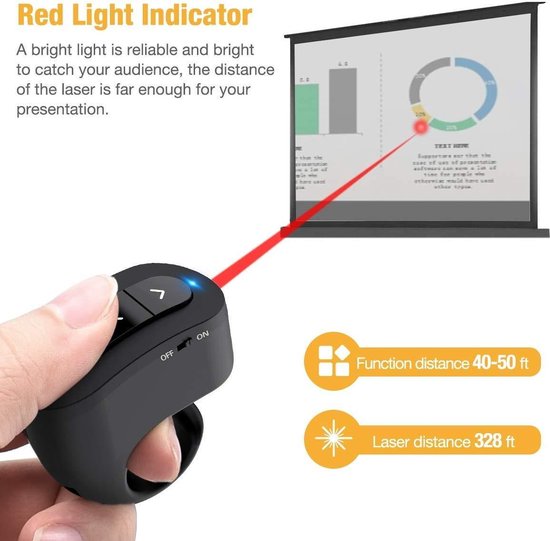 Presenter met laserpointer ring model zwart Draadloze presenter met