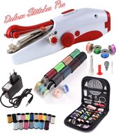 Deluxe Stitcher Pro - PREMIUM Handnaaimachine met Adapter en 96 Delige Starterskit - Mini naaimachine - Compact - Draadloos - Draagbare Reis Hand Naaimachine - Incl. 38 spoelen met garen - El