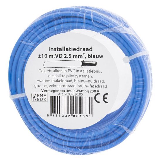 Installatiedraad – VD – 2.5 mm² – 10 m – blauw bol.com