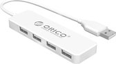 Orico USB 2.0 Hub met 4 USB A poorten - OTG - extra dun - wit