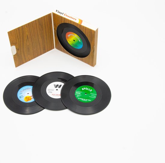 Vinyl platen onderzetters voor glazen | LP onderzetters (6 stuks) | Onderzetters met anti-slip - Merkloos