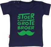 Babygoodies T-shirt Zwangerschapsaankondiging - Stoer grote broer snor (Navy 5-6j)