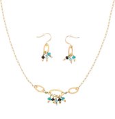 Water - stijlvolle set ketting en oorbellen met blauwe agaat