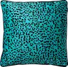 Dutch Decor BENDT - Sierkussen 45x45 cm - spearmint - groen - blauw - zwart - luipaard patroon - velvet stof - Inclusief binnenkussen