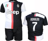 Juventus Replica Cristiano Ronaldo CR7 Thuis Tenue Voetbalshirt + Broek Set Seizoen 2019/2020 Zwart / Wit, Maat:  XXXL