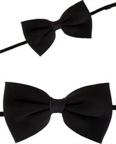 Zwarte verkleed vlinderstrikje 13 cm voor dames/heren - Zwart thema verkleedaccessoires/feestartikelen - Vlinderstrikken/vlinderdassen met elastieken sluiting