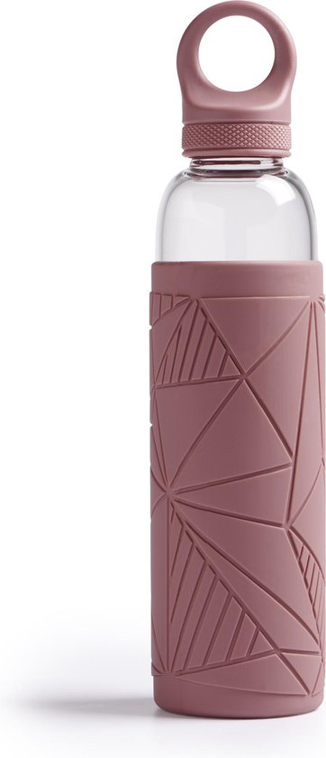 Libbey Waterfles - Glazen drinkfles – 550 ml / 55 cl - roze - trendy -  duurzaam -... | bol.com