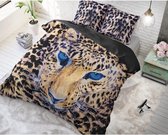 katoen dekbedovertrek Leopard bruin  240x200/220 met kussenslopen