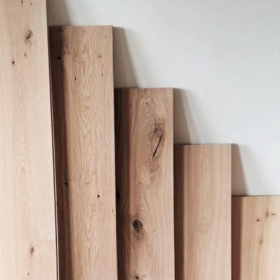 GoudmetHout Massief Eiken Wandplank - Wandrek - 80x20 cm - Industriële Plankdragers - Staal - Mat Zwart