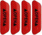 EPIN | Auto Deur Reflector Stickers | Open | Veiligheid Stickers | Waarschuwing Sticker | Reflectoren | ROOD | 4 STUKS