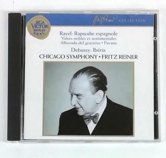 CD-hoes met een portret van Fritz Reiner, dirigent. Titel: Ravel: Rapsodie espagnole. RCA Victor Gold Seal.