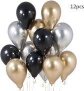 Knoopballon - Zilver/Zwart/Goud - 12 stuks