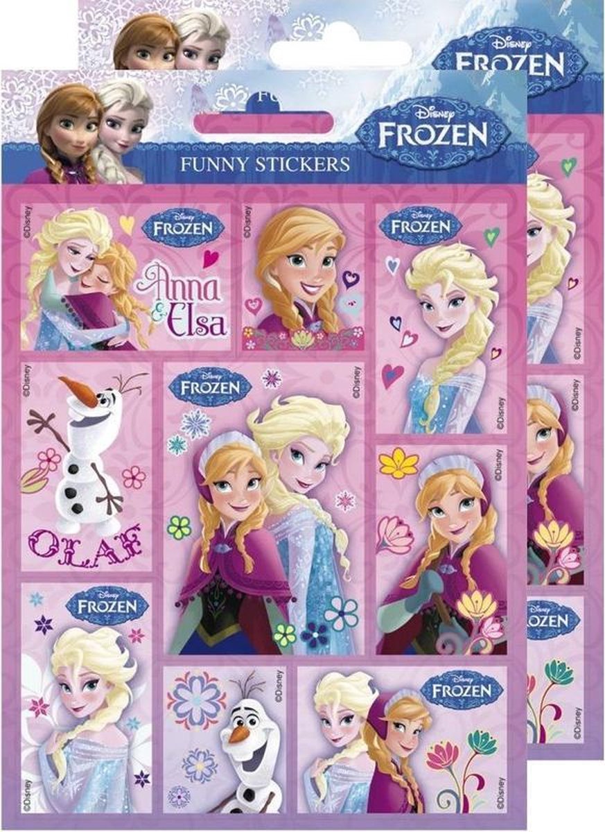 18x Disney Frozen stickers roze/paars Anna/Elsa/Olaf Kinderstickers
