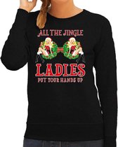 Foute kersttrui / sweater zwart - All the jingle ladies / single ladies / borsten voor dames - kerstkleding / christmas outfit M (38)