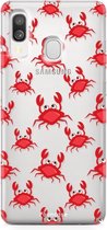 Fooncase Hoesje Geschikt voor Samsung Galaxy A40 - Shockproof Case - Back Cover / Soft Case - Crabs / Krabbetjes / Krabben