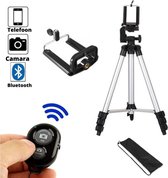 Large Smartphone / iPhone Tripod Telefoon Compact Camera Statief – Verstelbaar – 4-delige set - Universele reis telefoonhouder -  Inclusief Bluetooth Shutter/Afstandsbediening – Opbergzak – S