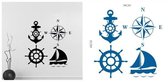 3D Sticker Decoratie Creatieve Oceaannavigatie Vinyl Decals Verwijderbaar Kruis Home Decor Vinyl Kompas Muursticker Waterdicht Slaapkamerbehang - AW9717
