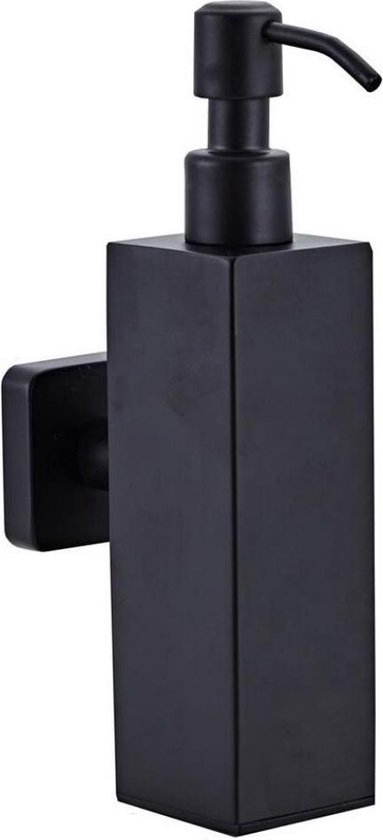 Zeepdispenser wand zwart - 200 ml - rvs - hangend - vierkant | bol.com