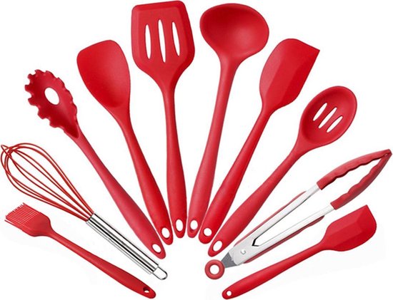 Ensemble Ustensiles De Cuisine En Silicone - 10 Pièces - Antiadhésif, Résistants à La Chaleur - Pour Casseroles Et Poêles