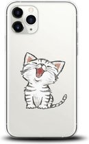 Siliconen hoesje Apple Iphone 11 Pro Max transparant schattig katje