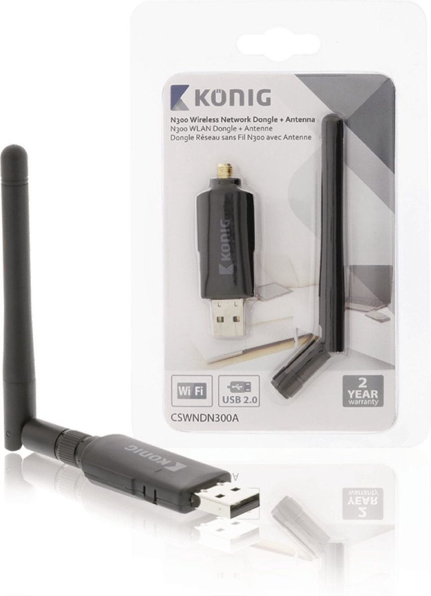 løst embargo slank König CSWNDN300A Draadloze Usb-adapter N300 2.4 Ghz Wi-fi Zwart | bol.com