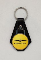 Sleutelhanger - Chrysler - Geel - Leer - Leather - Metaal - Auto