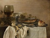 Stilleven met een vis, Pieter Claesz., 1647 op aluminium dibond