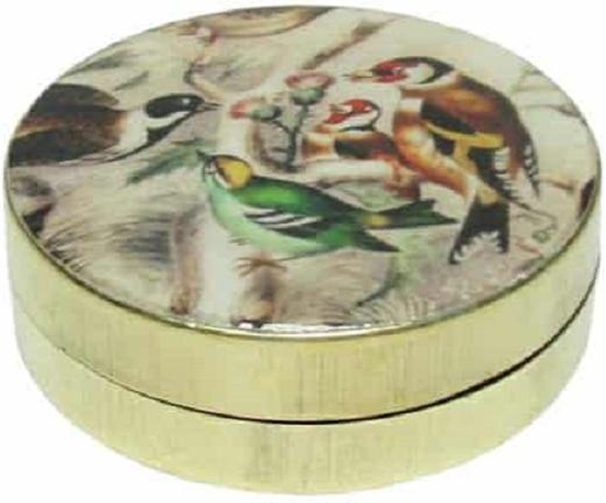 Doosje - Hout - Vogeltjes - Multicolor - 4,5x4,5x1,5 cm - Sarana - Fairtrade Indonesie - Fairtrade