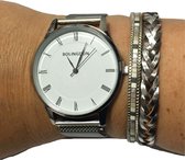Petra's Sieradenwereld - Horloge zilverkleurig met magneet met leren armband met magneetsluiting (12)