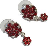 Oorbellen hanger met rood strass