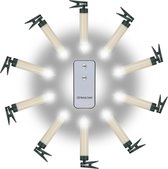 Witte draadloze kerstverlichting - LED - 10 stuks - afstandsbediening