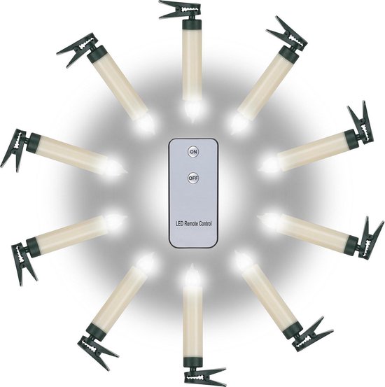 Witte draadloze kerstverlichting - LED - 10 stuks - afstandsbediening |  bol.com