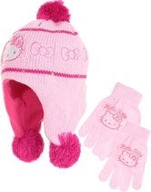 Hello Kitty winterset - Handschoenen & Muts - Roze - 54 cm