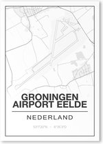 Poster/plattegrond GRONINGEN AIRPORT EELDE - 30x40cm