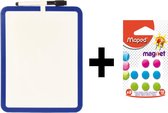 Magnetisch whitebord 21x28 cm, dubbelzijdig te gebruiken. Inclusief 10 power magneten!
