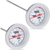 Relaxdays 2x vleesthermometer analoog - bbq thermometer rvs - braadthermometer barbecue