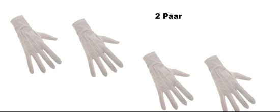 2x Paar Witte handschoenen luxe katoen de luxe mt.S- Prinsen handschoenen raad van elf sinterklaas kerstman