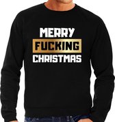 Grote maten foute Kersttrui / sweater - Merry fucking Christmas - zwart voor heren - kerstkleding / kerst outfit 3XL (58)