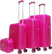 Benzi Lages 3 delige ABS Kofferset + Beautycase - Fuchsia Roze