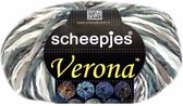 AANBIEDING: SCHEEPJES VERONA - 007 Groen, Wit, Grijs. PAK MET 5 BOLLEN a 100 GRAM.