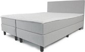 Boxspring Milaan - Vaste standaard  box - Pocketvering matras + Topper - 140 x 200 - Vlak standaard  - Grijs - Ronde poten