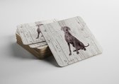 Hond Weimaraner | Houten Onderzetters 6 Stuks