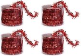 4x Dunne kerstslingers rood 3,5 x 700 cm - Guirlandes folie lametta - Rode kerstboom versieringen