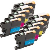 Print-Equipment Inkt cartridges / Alternatief 10 Brother LC-121 LC-123 (4xBK, 2xC,M,Y) | Brother DCP-J132W/  DCP-J152W/  DCP-J172W/  DCP-J552DW/  DCP-J7