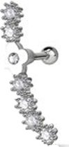 Helix piercing CZ lijn met gecentreerde bloem