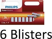 72 stuks (6 blisters a 12 st) Philips AA Alkaline Batterijen
