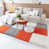 Hoogpolig vloerkleed shaggy Trend blokken - oranje 200x290 cm