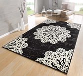 Modern vloerkleed Lace - zwart/crème 200x290 cm