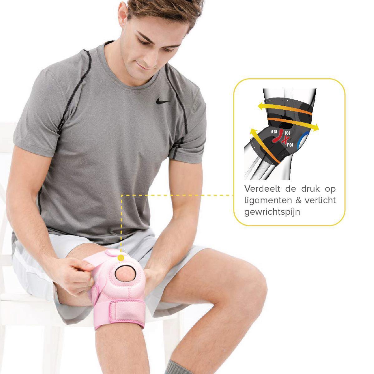 BRACOO KS10 Kniebandage - Verstelbare Neopreen Kniebrace - Rechter/Linker Knie - Patella Stabilisator Opening - Roze — afbeelding 2