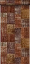 Papier peint Origin Kilim patchwork brun rouille - 347465-53 x 1005 cm